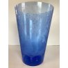 ANTICO VASO VETRO BLU DECORO INCISO MOLATO GIARDINO SEGRETO ART NOUVEAU 26 cm/h