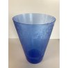 ANTICO VASO VETRO BLU DECORO INCISO MOLATO GIARDINO SEGRETO ART NOUVEAU 26 cm/h