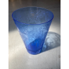 ANTICO VASO VETRO BLU DECORO INCISO MOLATO GIARDINO SEGRETO ART NOUVEAU 26 cm/h