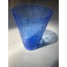 ANTICO VASO VETRO BLU DECORO INCISO MOLATO GIARDINO SEGRETO ART NOUVEAU 26 cm/h