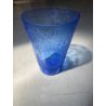 ANTICO VASO VETRO BLU DECORO INCISO MOLATO GIARDINO SEGRETO ART NOUVEAU 26 cm/h