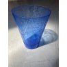 ANTICO VASO VETRO BLU DECORO INCISO MOLATO GIARDINO SEGRETO ART NOUVEAU 26 cm/h