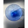 ANTICO VASO VETRO BLU DECORO INCISO MOLATO GIARDINO SEGRETO ART NOUVEAU 26 cm/h