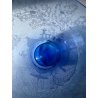 ANTICO VASO VETRO BLU DECORO INCISO MOLATO GIARDINO SEGRETO ART NOUVEAU 26 cm/h