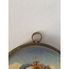 MINIATURA RITRATTO OVALE GIOVANE DONNA Simonetta Vespucci CORNICE METALLO '800