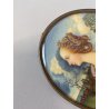 MINIATURA RITRATTO OVALE GIOVANE DONNA Simonetta Vespucci CORNICE METALLO '800