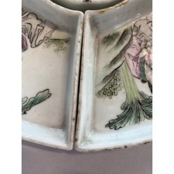 ANTICO Sweet Meat Set PORTATA 7 pz. PORCELLANA CINESE Famille Rose ø26cm '20/'30