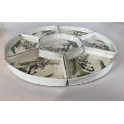 ANTICO Sweet Meat Set PORTATA 7 pz. PORCELLANA CINESE Famille Rose ø26cm '20/'30