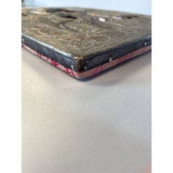 QUADRO ICONA RUSSA San Nicola Taumaturgo LEGNO RIZA METALLO CESELLATO RELIGIOSO