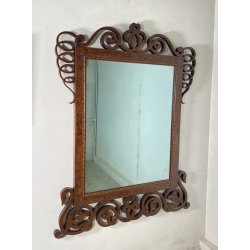 ANTICA SPECCEHIRA CAMINIERA MURO 1920 ART NOUVEAU SPECCHIO LEGNO NOCE INTARSIATO