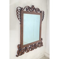 ANTICA SPECCEHIRA CAMINIERA MURO 1920 ART NOUVEAU SPECCHIO LEGNO NOCE INTARSIATO