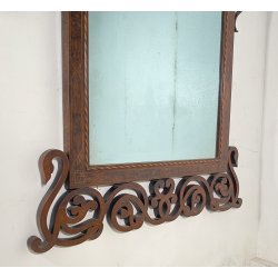 ANTICA SPECCEHIRA CAMINIERA MURO 1920 ART NOUVEAU SPECCHIO LEGNO NOCE INTARSIATO