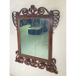 ANTICA SPECCEHIRA CAMINIERA MURO 1920 ART NOUVEAU SPECCHIO LEGNO NOCE INTARSIATO
