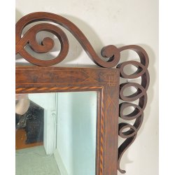 ANTICA SPECCEHIRA CAMINIERA MURO 1920 ART NOUVEAU SPECCHIO LEGNO NOCE INTARSIATO