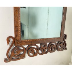 ANTICA SPECCEHIRA CAMINIERA MURO 1920 ART NOUVEAU SPECCHIO LEGNO NOCE INTARSIATO