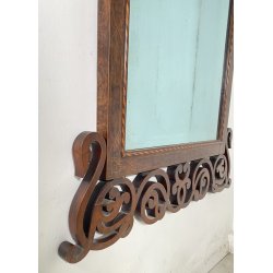 ANTICA SPECCEHIRA CAMINIERA MURO 1920 ART NOUVEAU SPECCHIO LEGNO NOCE INTARSIATO