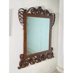 ANTICA SPECCEHIRA CAMINIERA MURO 1920 ART NOUVEAU SPECCHIO LEGNO NOCE INTARSIATO