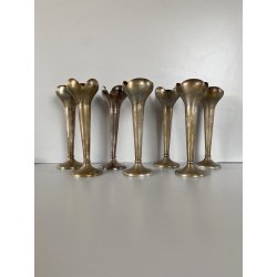 SET 7 VASI MONOFIORE DESIGN Gio Ponti PER F.lli Calderoni ALPACCA ARGENTATO '900