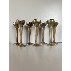 SET 7 VASI MONOFIORE DESIGN Gio Ponti PER F.lli Calderoni ALPACCA ARGENTATO '900