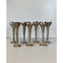 SET 7 VASI MONOFIORE DESIGN Gio Ponti PER F.lli Calderoni ALPACCA ARGENTATO '900