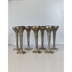 SET 7 VASI MONOFIORE DESIGN Gio Ponti PER F.lli Calderoni ALPACCA ARGENTATO '900