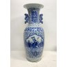 GRANDE VASO PORCELLANA CINESE BLU BIANCA IDEOGRAMMI DOPPIA FELICITà '800/'900
