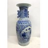 GRANDE VASO PORCELLANA CINESE BLU BIANCA IDEOGRAMMI DOPPIA FELICITà '800/'900