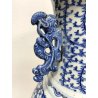 GRANDE VASO PORCELLANA CINESE BLU BIANCA IDEOGRAMMI DOPPIA FELICITà '800/'900