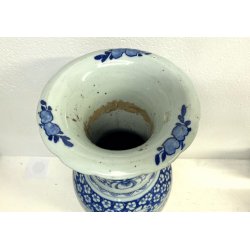 GRANDE VASO PORCELLANA CINESE BLU BIANCA IDEOGRAMMI DOPPIA FELICITà '800/'900