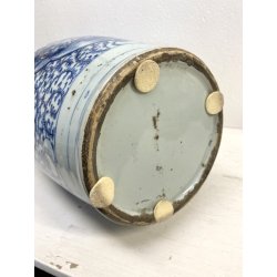 GRANDE VASO PORCELLANA CINESE BLU BIANCA IDEOGRAMMI DOPPIA FELICITà '800/'900