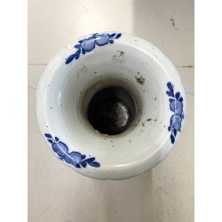 GRANDE VASO PORCELLANA CINESE BLU BIANCA IDEOGRAMMI DOPPIA FELICITà '800/'900