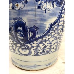 GRANDE VASO PORCELLANA CINESE BLU BIANCA IDEOGRAMMI DOPPIA FELICITà '800/'900