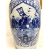 GRANDE VASO PORCELLANA CINESE BLU BIANCA IDEOGRAMMI DOPPIA FELICITà '800/'900