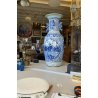 GRANDE VASO PORCELLANA CINESE BLU BIANCA IDEOGRAMMI DOPPIA FELICITà '800/'900