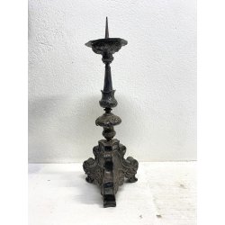ANTICO TORCERE LAMIERINO SBALZATO ARGENTATO DECORO BAROCCO XVIII-XIX sec 48 cm/h