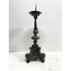 ANTICO TORCERE LAMIERINO SBALZATO ARGENTATO DECORO BAROCCO XVIII-XIX sec 48 cm/h