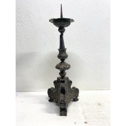 ANTICO TORCERE LAMIERINO SBALZATO ARGENTATO DECORO BAROCCO XVIII-XIX sec 48 cm/h