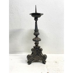 ANTICO TORCERE LAMIERINO SBALZATO ARGENTATO DECORO BAROCCO XVIII-XIX sec 48 cm/h