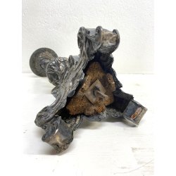ANTICO TORCERE LAMIERINO SBALZATO ARGENTATO DECORO BAROCCO XVIII-XIX sec 48 cm/h