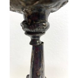 ANTICO TORCERE LAMIERINO SBALZATO ARGENTATO DECORO BAROCCO XVIII-XIX sec 48 cm/h