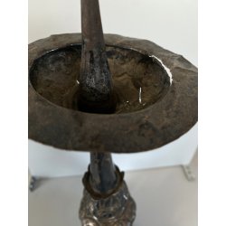 ANTICO TORCERE LAMIERINO SBALZATO ARGENTATO DECORO BAROCCO XVIII-XIX sec 48 cm/h