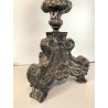 ANTICO TORCERE LAMIERINO SBALZATO ARGENTATO DECORO BAROCCO XVIII-XIX sec 48 cm/h