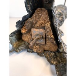 ANTICO TORCERE LAMIERINO SBALZATO ARGENTATO DECORO BAROCCO XVIII-XIX sec 48 cm/h