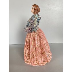 FIGURA STATUINA PORCELLANA F. Fabris DIPINTA POLICROMIA DAMA con BOUQUET FIORI