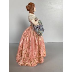 FIGURA STATUINA PORCELLANA F. Fabris DIPINTA POLICROMIA DAMA con BOUQUET FIORI