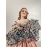 FIGURA STATUINA PORCELLANA F. Fabris DIPINTA POLICROMIA DAMA con BOUQUET FIORI