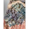 FIGURA STATUINA PORCELLANA F. Fabris DIPINTA POLICROMIA DAMA con BOUQUET FIORI