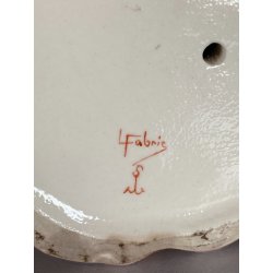FIGURA STATUINA PORCELLANA F. Fabris DIPINTA POLICROMIA DAMA con BOUQUET FIORI