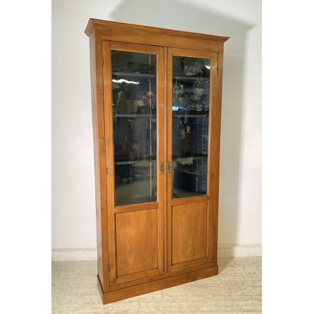 ANTICA LIBRERIA VETRINA LEGNO NOCE 2 ANTE CREDENZA PRIMI 1900 ARMADIO CRISTALLI