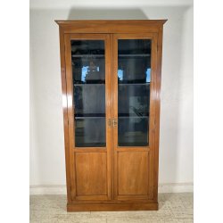 ANTICA LIBRERIA VETRINA LEGNO NOCE 2 ANTE CREDENZA PRIMI 1900 ARMADIO CRISTALLI